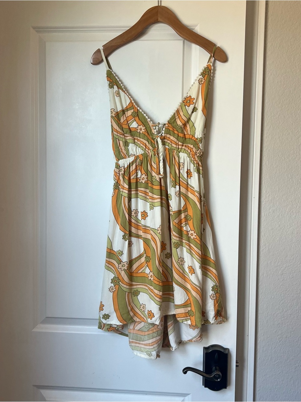 70s Groovy Flowerchild Print Babydoll Mini Dress